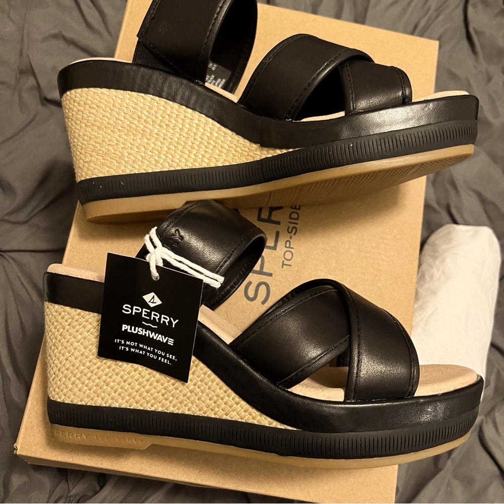 Sperry Womens Fairwater Plush Slide Sandal Wedge Shoes NWT in box